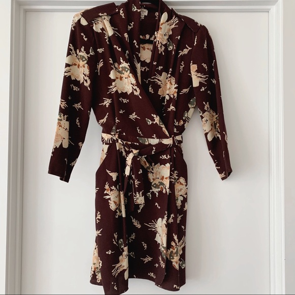 Aritzia Wilfred Burgundy Floral Dress - Size 2 - Picture 5 of 12